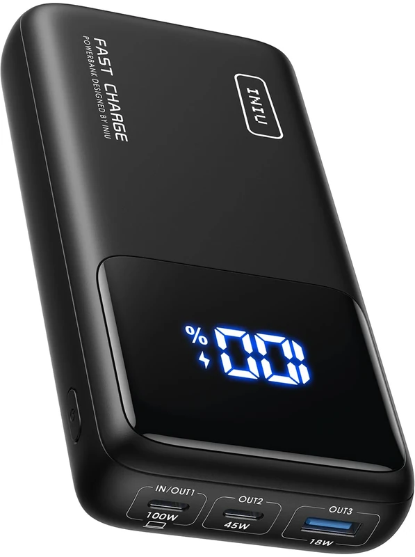INIU Power Bank, 25000mAh 100W Fast Charging Portable Charger, Battery Pack with LED Display, USB C Flight-Approved Powerbank for Laptop, iPhone 17 16 Air Pro Max, Samsung S25 24, iPad, Steam Deck etc