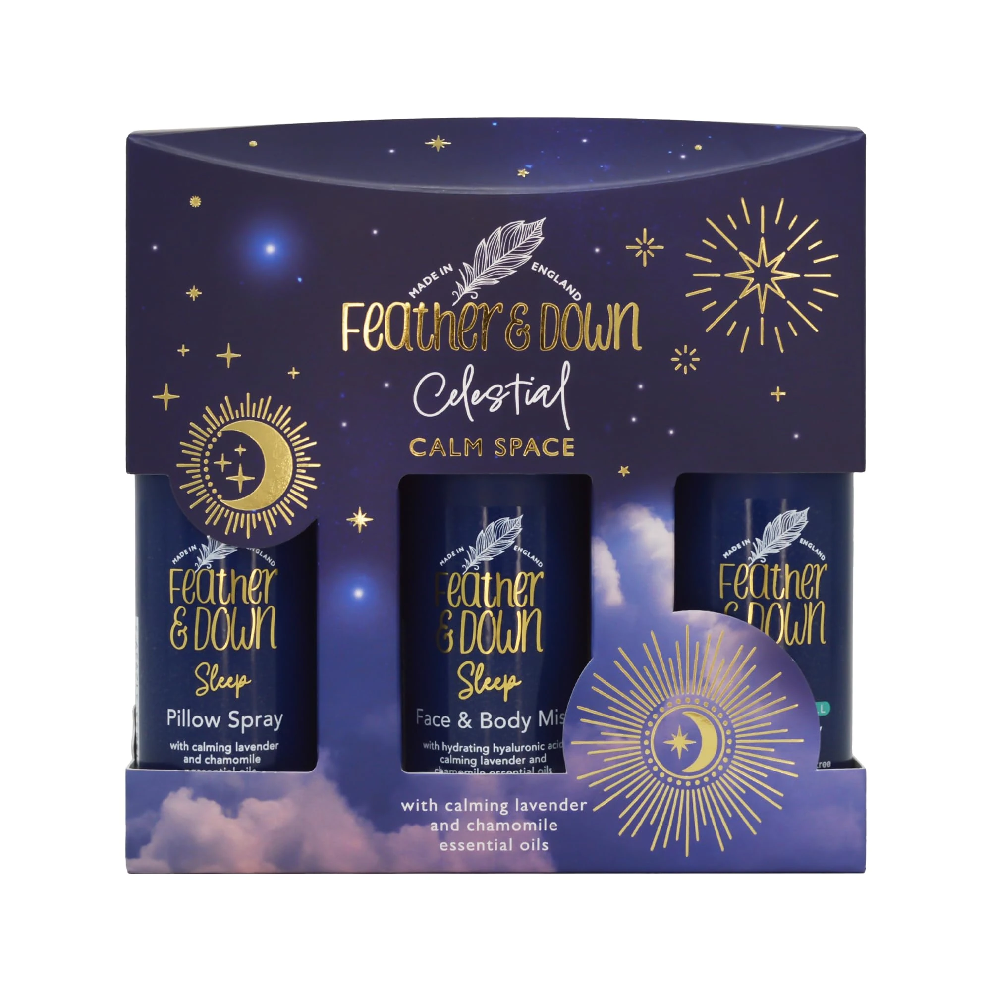 Feather & Down Sleep Spray Trio Calm Space Gift Set (50ml Sweet Dreams Pillow Spray, Breathe Well and Calming Face and Body Sleep Mist)