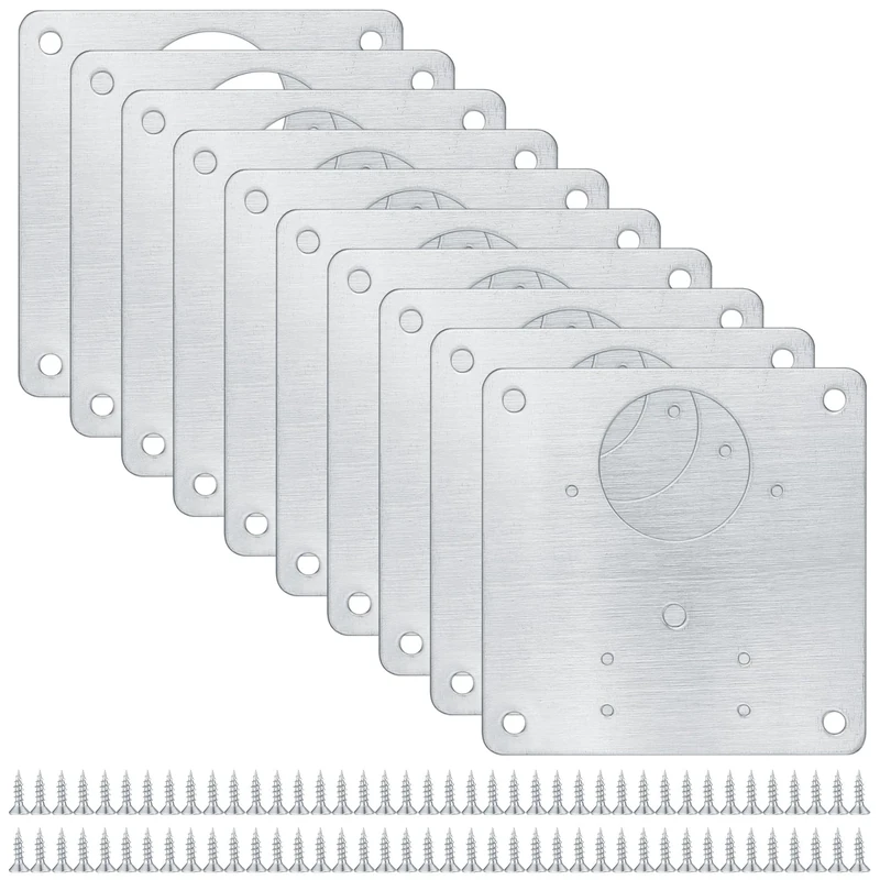 10 Pcs Hinge Repair Plate, Kitchen Cupboard Cabinets Door Hinge Repair Plate, Stainless Steel Hinges Repair Plates Brackets with Holes, Flat Fixing Joining Mending Plates Brackets with 80 Pcs Screws…