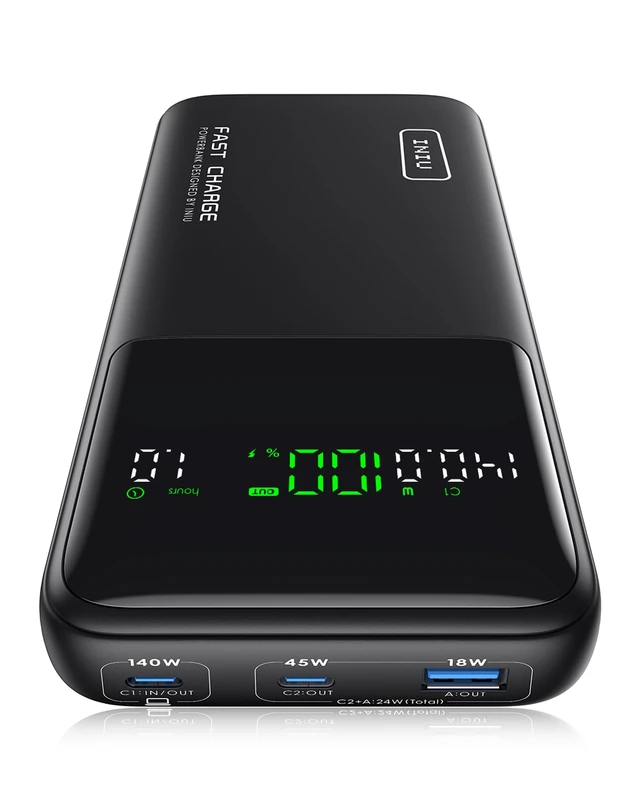 INIU Laptop PowerBank, 140 W 25000 mAh Power Bank, Fast Charging, Small External Mobile Phone Batteries, USB-C Input & Output for MacBook, Surface, iPad, Camera, DJI, iPhone 16 15 14, Travel, Hiking