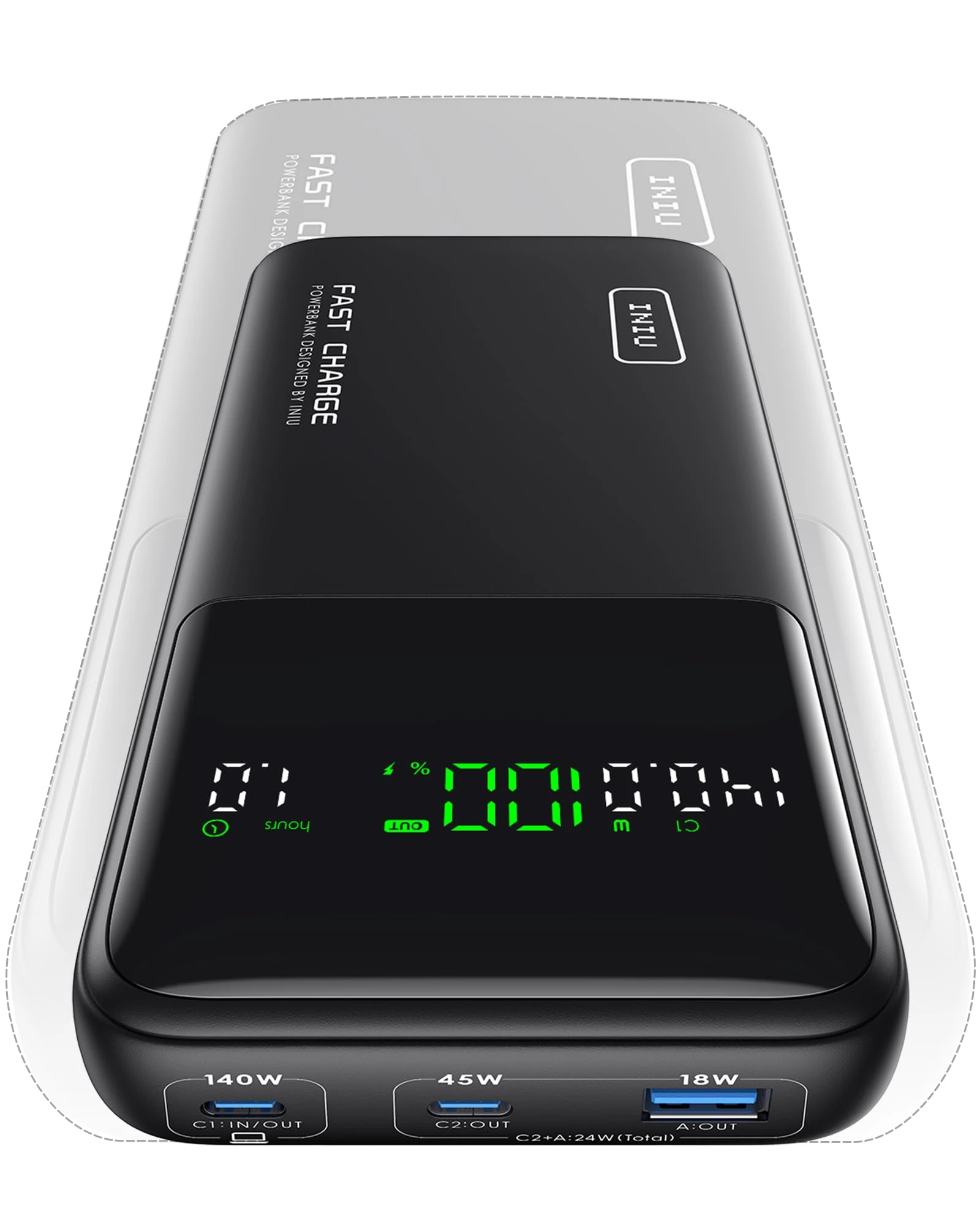 INIU 140W 25000mAh Portable Charger for Laptop & Phone, Mini Power Bank with PD QC Fast Charging (USB-C in/Out) - High Capacity Electronics Battery Pack for iPad, Samsung, Travel, Camping