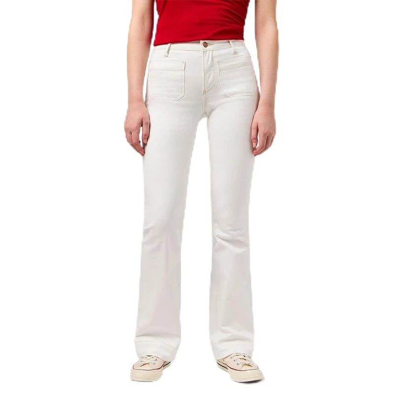 Wrangler Women's Flare Pants, White, 34W x 32L