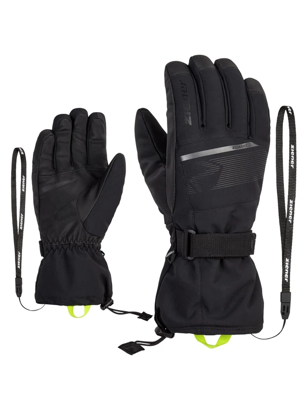 Ziener Mens Gentian Ski Gloves Winter Sports | Waterproof Long Cuff Black 6.5