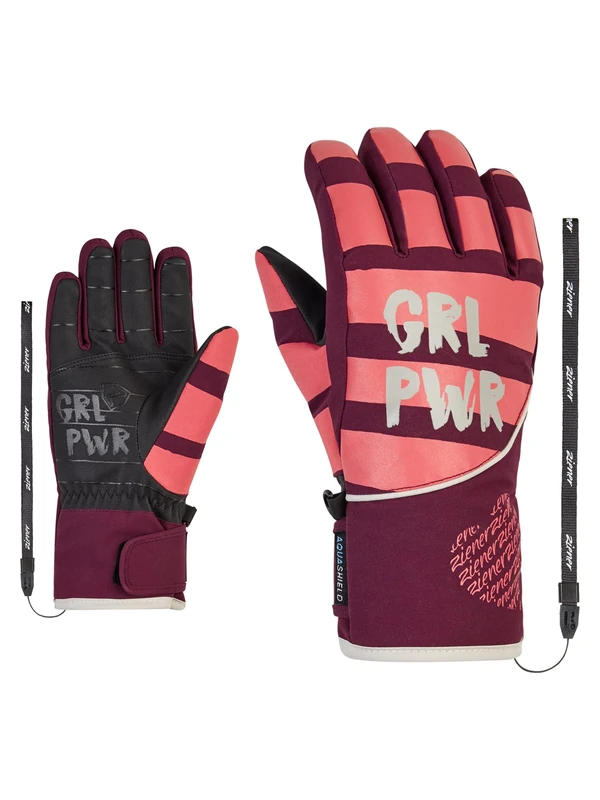 Ziener LIWA Girls' Ski Gloves/Winter Sports | Waterproof, Primaloft, Fashionable, Velvet Red, 4