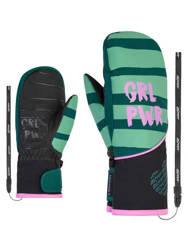 Ziener Girls LIWANI Ski Mittens/Winter Sports | Waterproof Primaloft Fashion Deep Green 3
