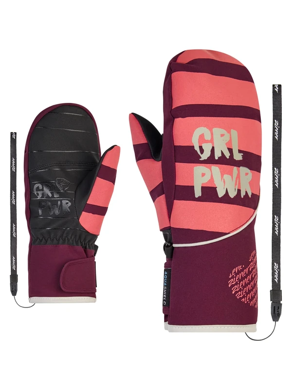Ziener LIWANI Girls' Ski Mittens/Winter Sports Waterproof Primaloft Fashion Velvet Red 5.5