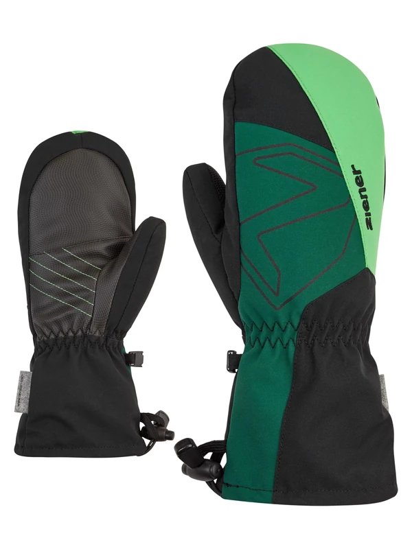 Ziener LAVALINO Children's Ski Mittens/Winter Sports | Waterproof, Extra Warm, Wool, Deep Green, 3