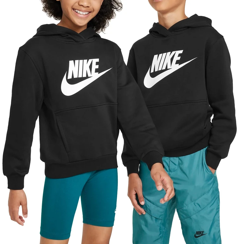 NIKE FD2988-010 K NSW CLUB FLC HDY HBR Sweatshirt Unisex BLACK/WHITE Size L