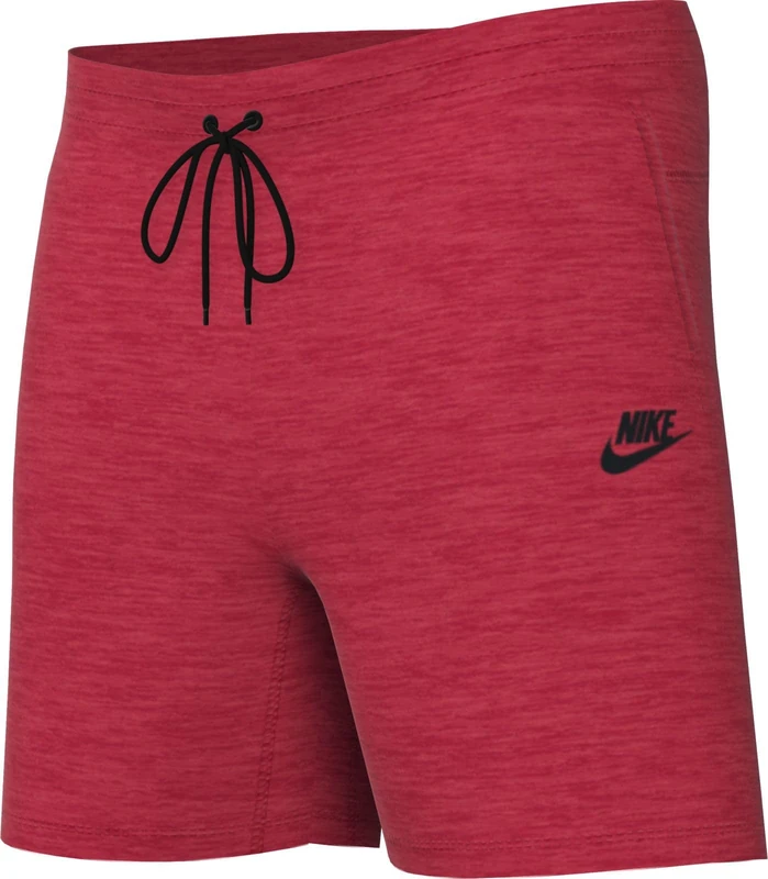 NIKE FD3289-672 B NSW TECH FLC Short Shorts Boy's LT UNIV RED HTR/Black/Black Size S