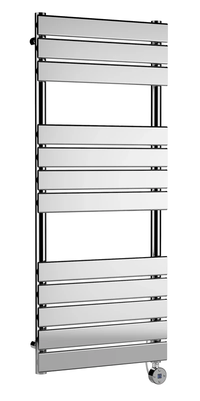 nuie HL359 Electric Square Flat 12 Bar Towel Radiator, 1213mm x 500mm, Chrome