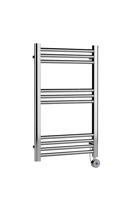 nuie MTY359 Electric Round Straight 10 Bar Towel Radiator, 800mm x 500mm, Chrome