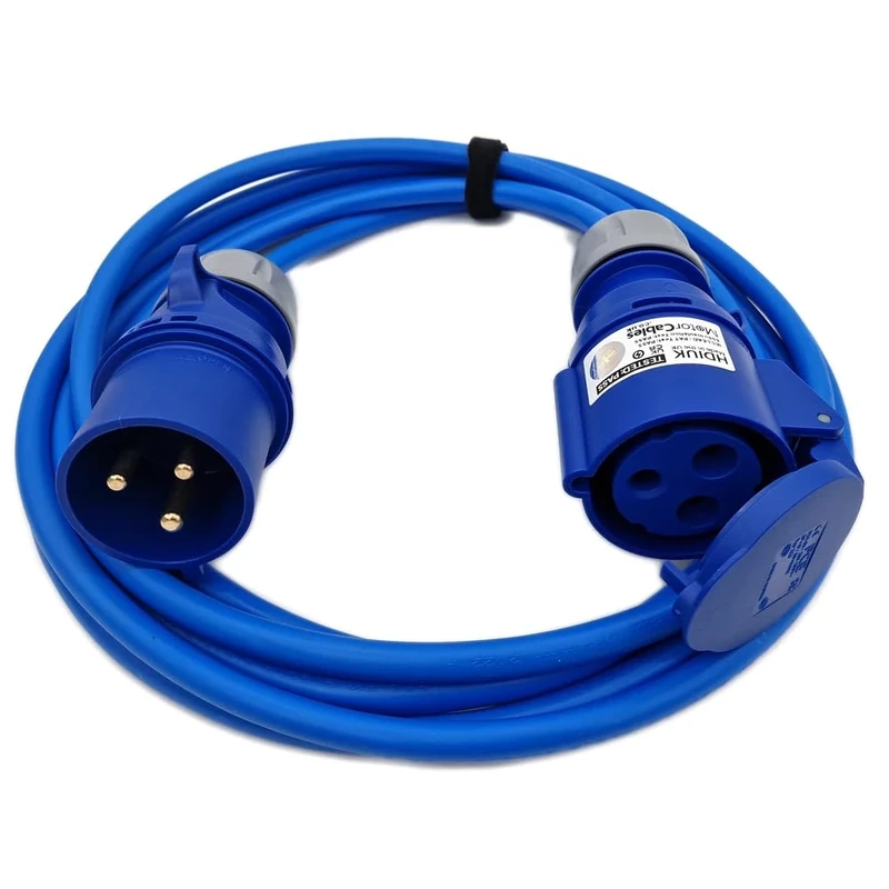 UK Made 5 Metres 32 Amp Mains Power Hook Up Cable Extension Lead 32A IP44 CEE Plug to Socket Coupler. 4mm2 Cable