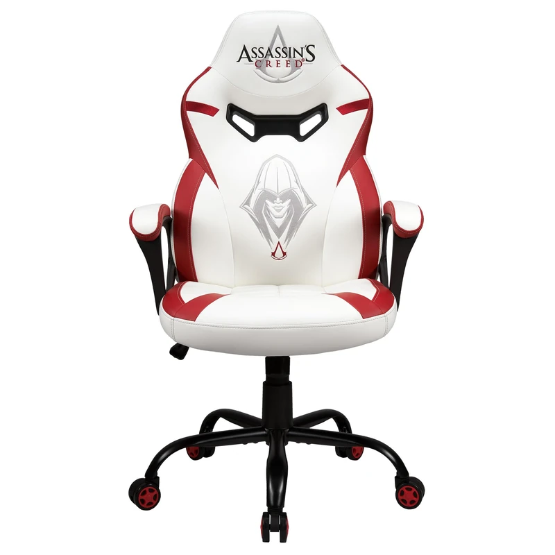 Subsonic - Assassin's Creed Gaming Chair for Children and Teens - Ergonomic Office Chair with High-Density Foam, Rocking Mechanism and Comfortable Armrests - Adjustable Height - White and Red - Image 1