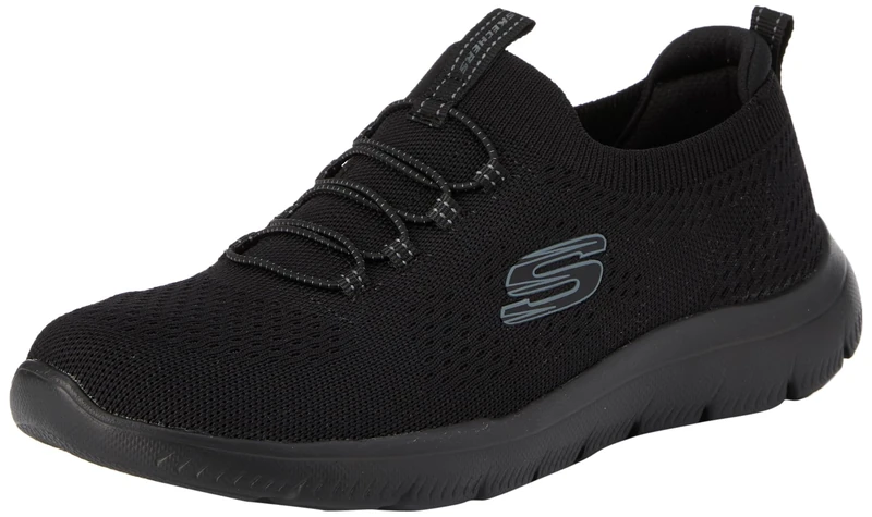 Skechers Womens Summits Top Player Sneaker, Black Knit Trim, 8 UK