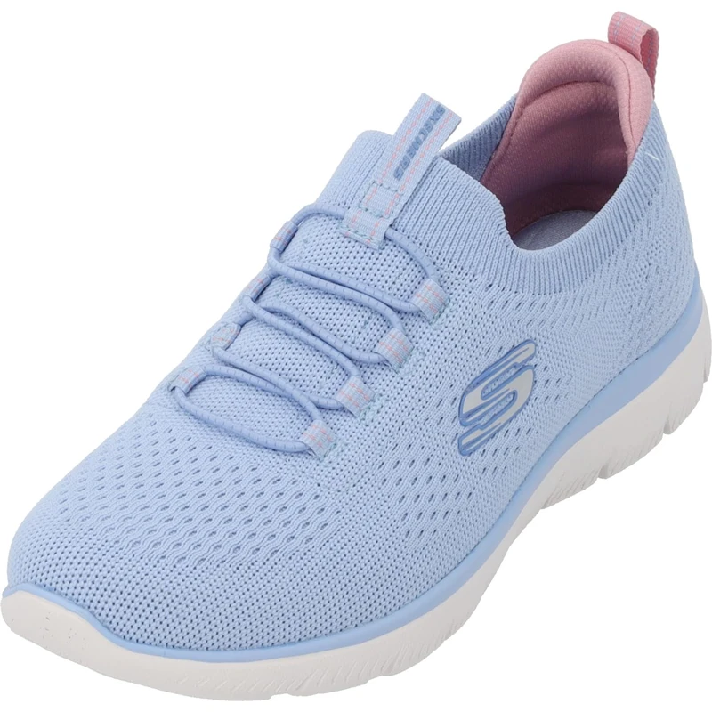 Skechers Womens Summits Top Player Sneaker, Light Blue Knit Multi Trim, 6.5 UK