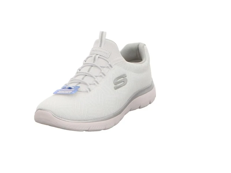 Skechers Womens Summits Artistry Chic Sneaker, White Mesh Silver Gray Trim, 4.5 UK