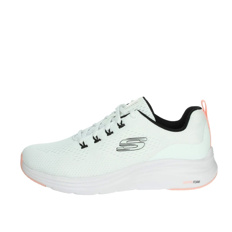 Skechers Women's Vapor Foam Fresh Trend Sneaker, White Mesh/Black & Coral Trim, 4 UK