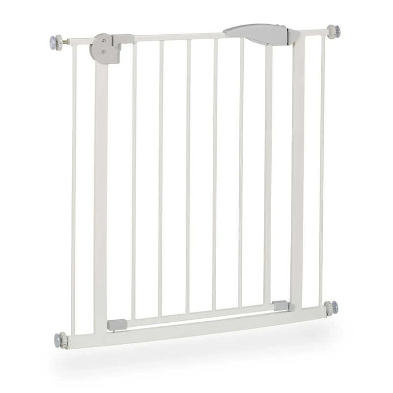 Relaxdays Clamp-on Door Guard, Width 75-84 cm, No Drilling Safety Gate, One Hand Operated, Auto-Close, 90° Stop, White