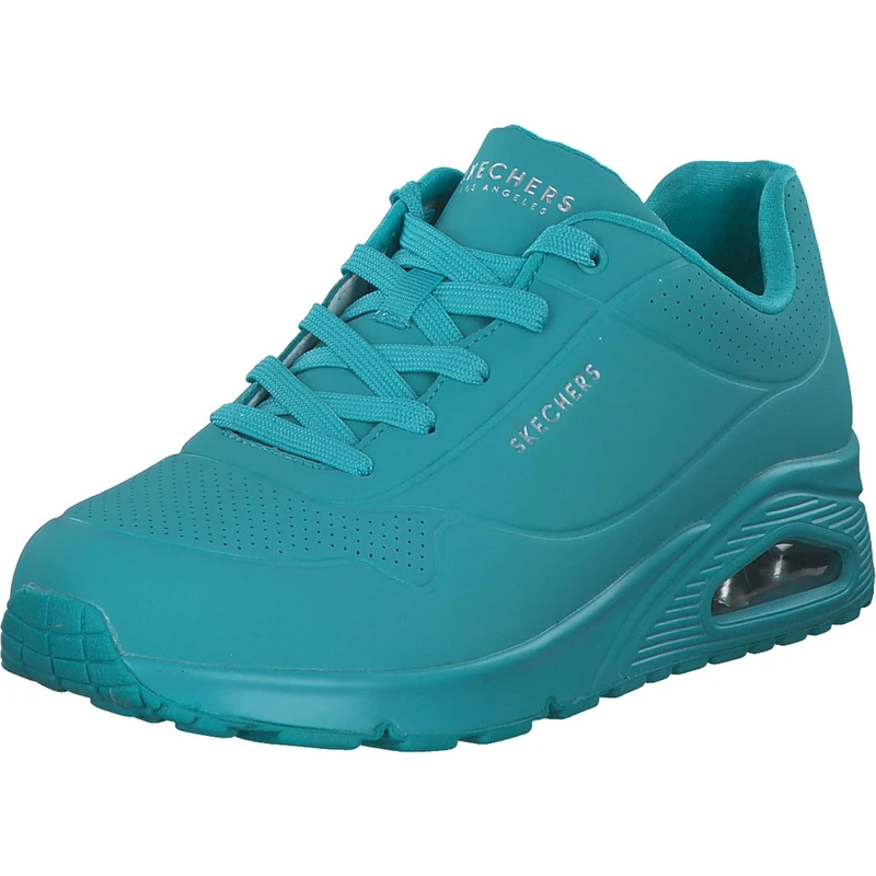 Skechers Women's Uno Stand on Air Sneaker, Turquoise Durabuck Mesh, 2 UK