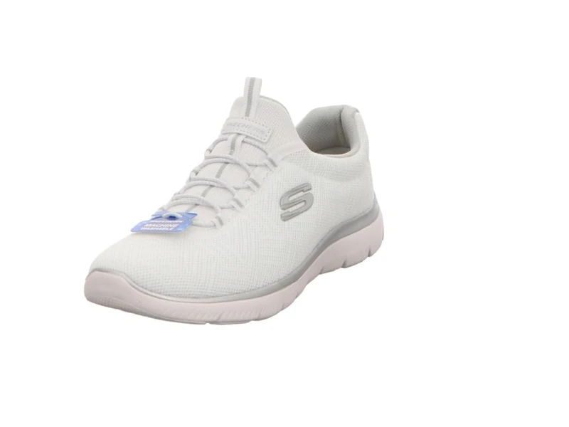 Skechers Womens Summits Artistry Chic Sneaker, White Mesh Silver Gray Trim, 4 UK