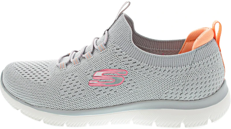 Skechers Womens Summits Top Player Sneaker, Gray Knit Pink Coral Trim, 7 UK