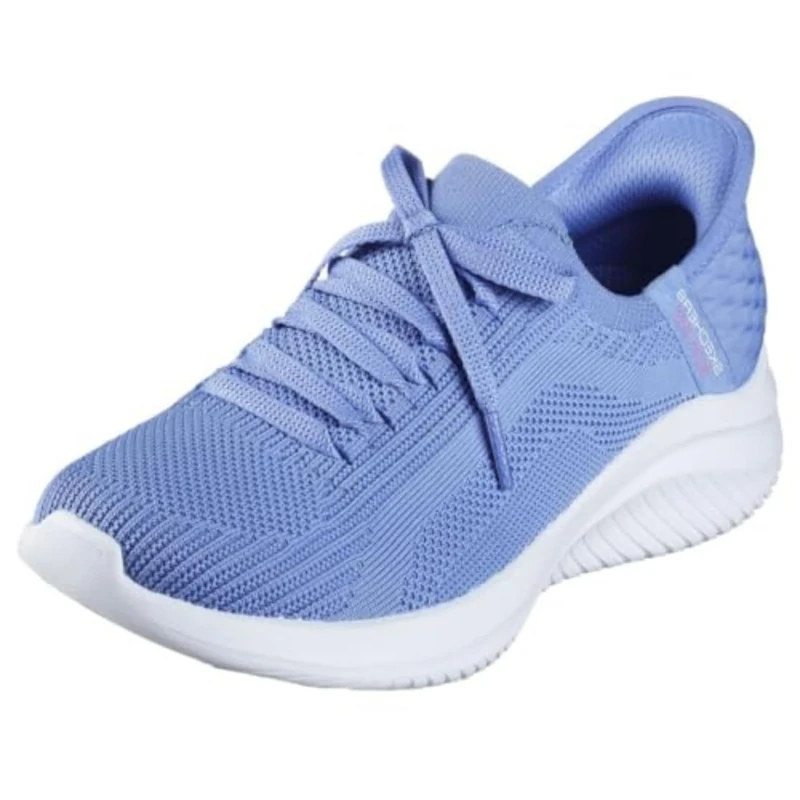 Skechers Women's Ultra Flex 3.0 Brilliant Path, Periwinkle Knit/Pink Trim, 6 UK
