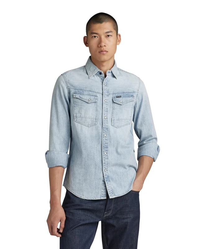 G-STAR Men's Dakota Slim Shirt , Blue (sun faded blue mist D23616-D252-G342), XS