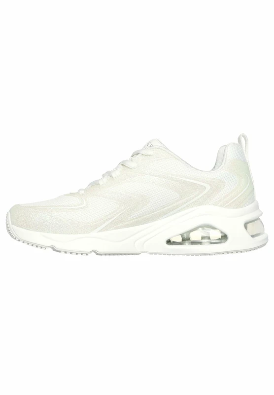 Skechers Women's Tres-Air Uno Glit-Airy Sneaker, White Glitter Hot Melt/Mesh, 3 UK