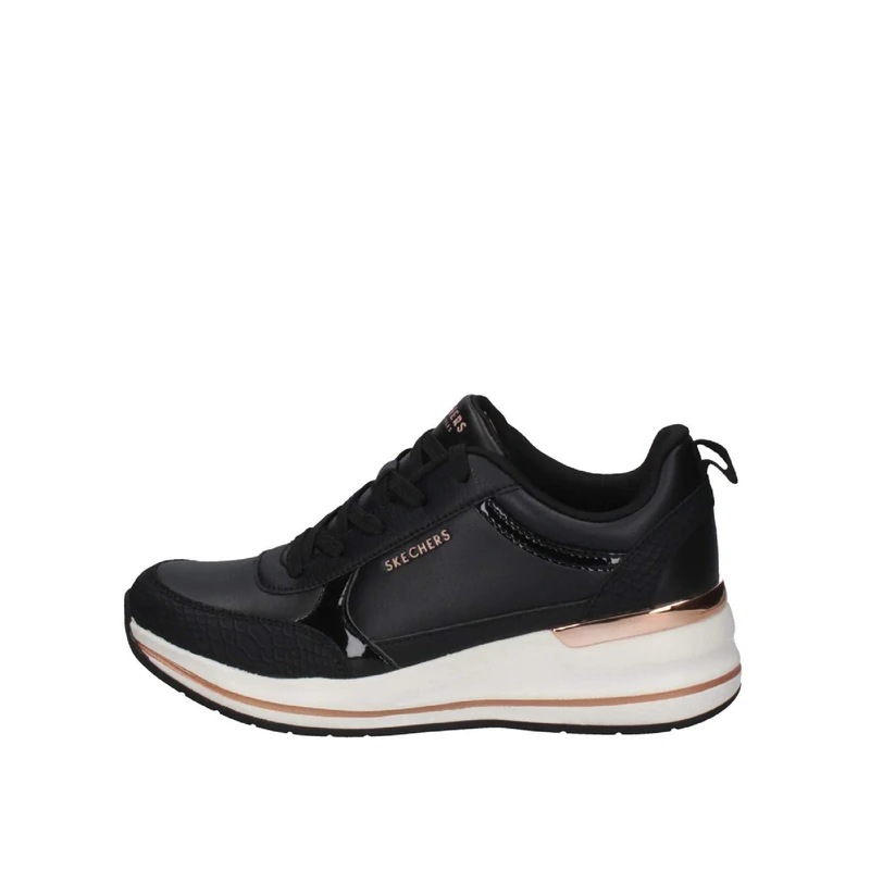 Skechers Women's Billion 2 Fine Shine Sneaker, Black Duraleather/Patent Trim, 3.5 UK