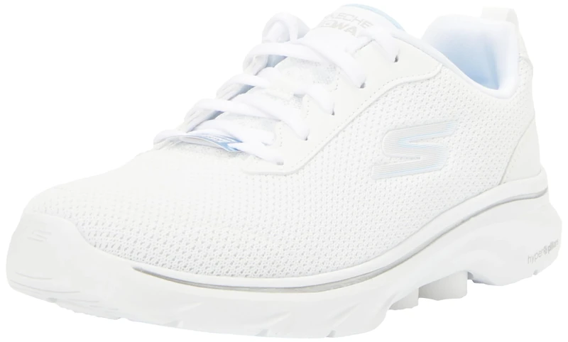 Skechers Women's Go Walk 7 Clear Path Sneaker, White Textile/Trim, 2 UK