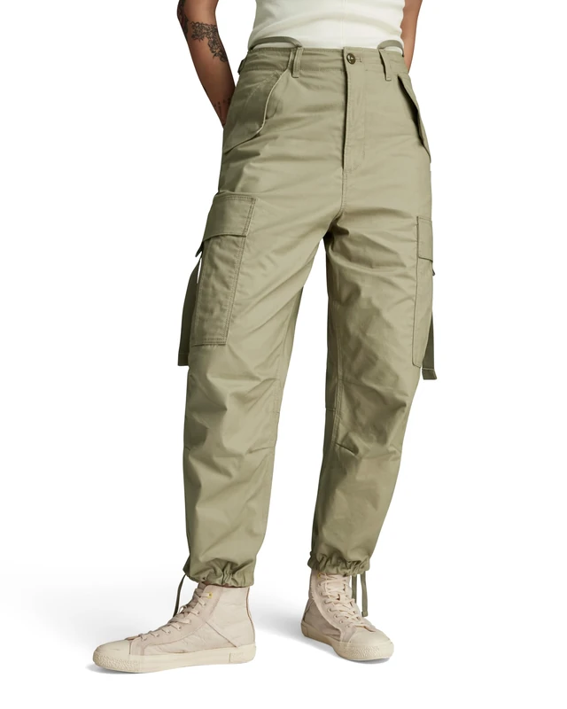 G-Star Women's Cargo Cropped Drawcord Pants, Green (ensis green D24389-D387-6057), 33
