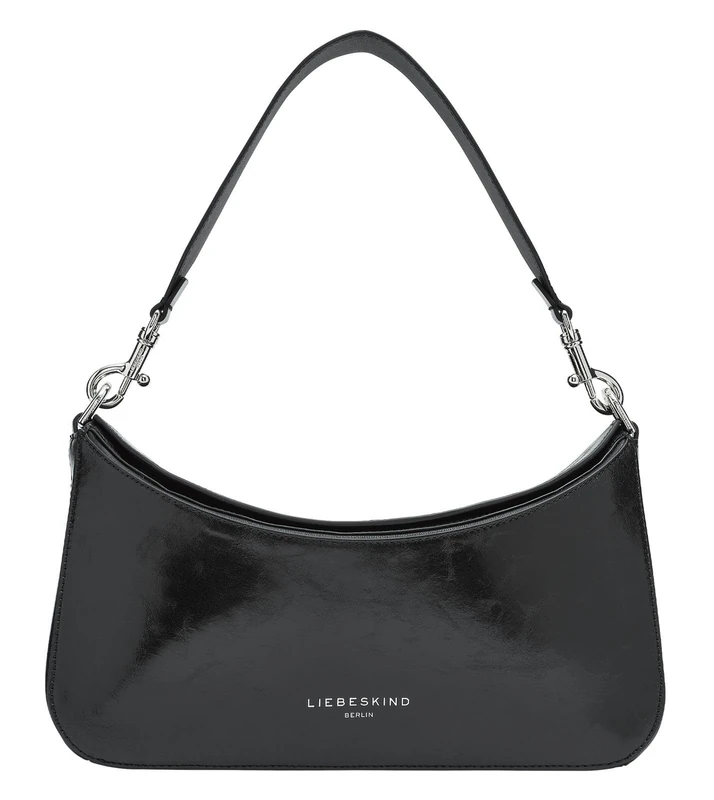 LIEBESKIND BERLIN Leather Alessia 3 Paper Touch Crinkle Shoulder Bag Black