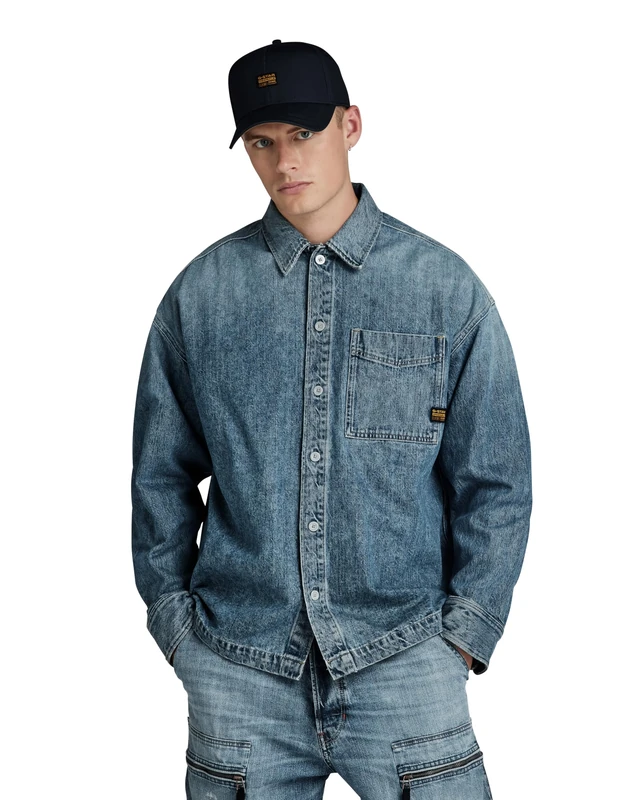 G-Star Men's Boxy Fit Shirt , Blue (faded monsoon D23007-D499-G564), XL