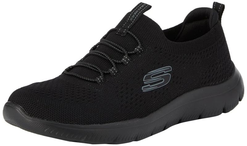Skechers Womens Summits Top Player Sneaker, Black Knit Trim, 2.5 UK