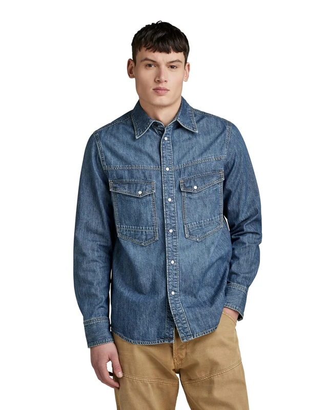 G-Star Men's Dakota Regular Shirt, Blue (faded seasalt D23006-D539-G337), XS