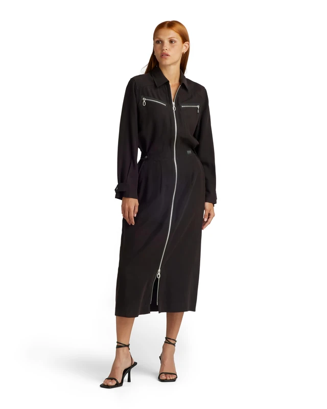 G-Star Women's Zip Through Dress , Black (dk black D24267-D522-6484), XXS