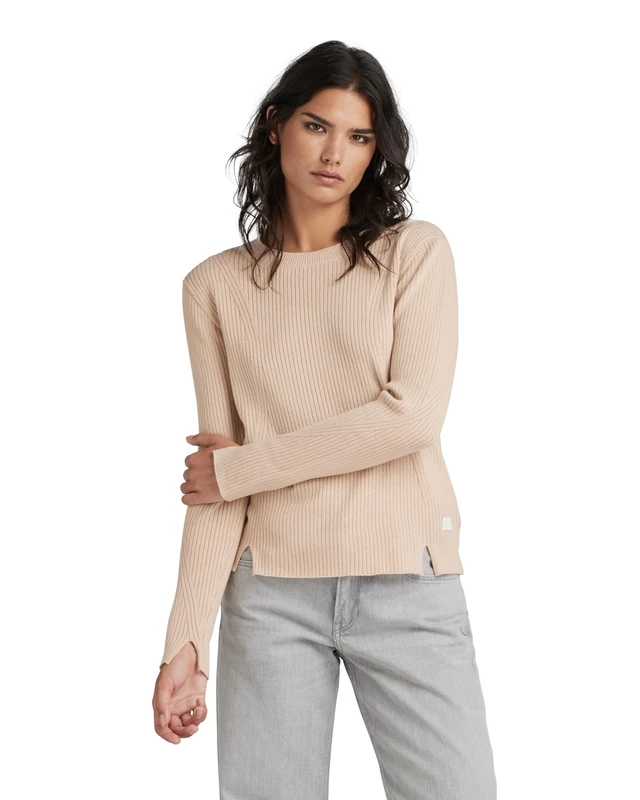 G-Star Women's Ribbed Jumper , Beige/khaki (moonlight D24486-D563-G287), S