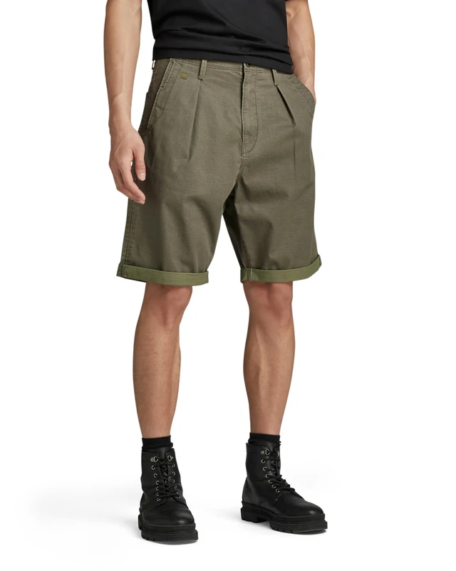 G-Star Men's Pleated Chino Shorts, Multicolor (sage/shadow olive D24544-D519-G303), 32