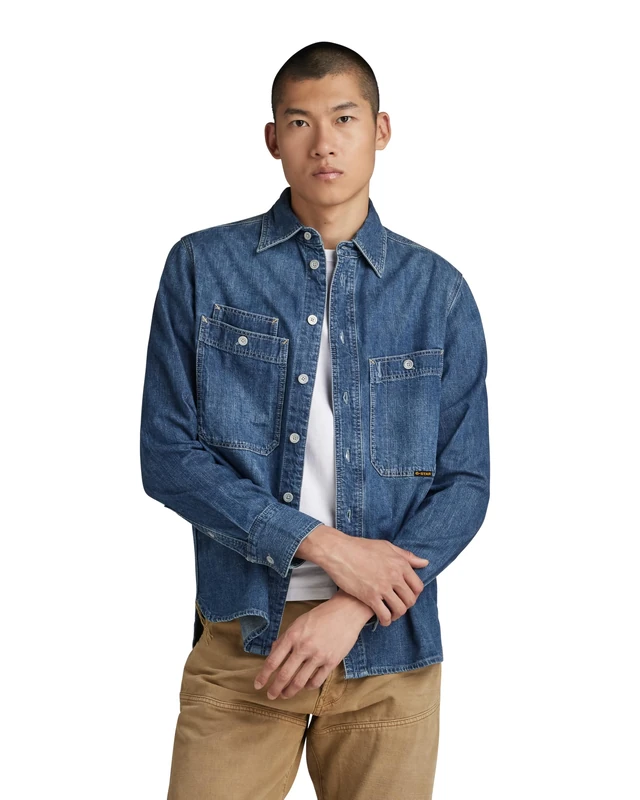 G-Star Men's Nimes Regular Shirt , Blue (faded noosa blue D23009-D252-G310), S