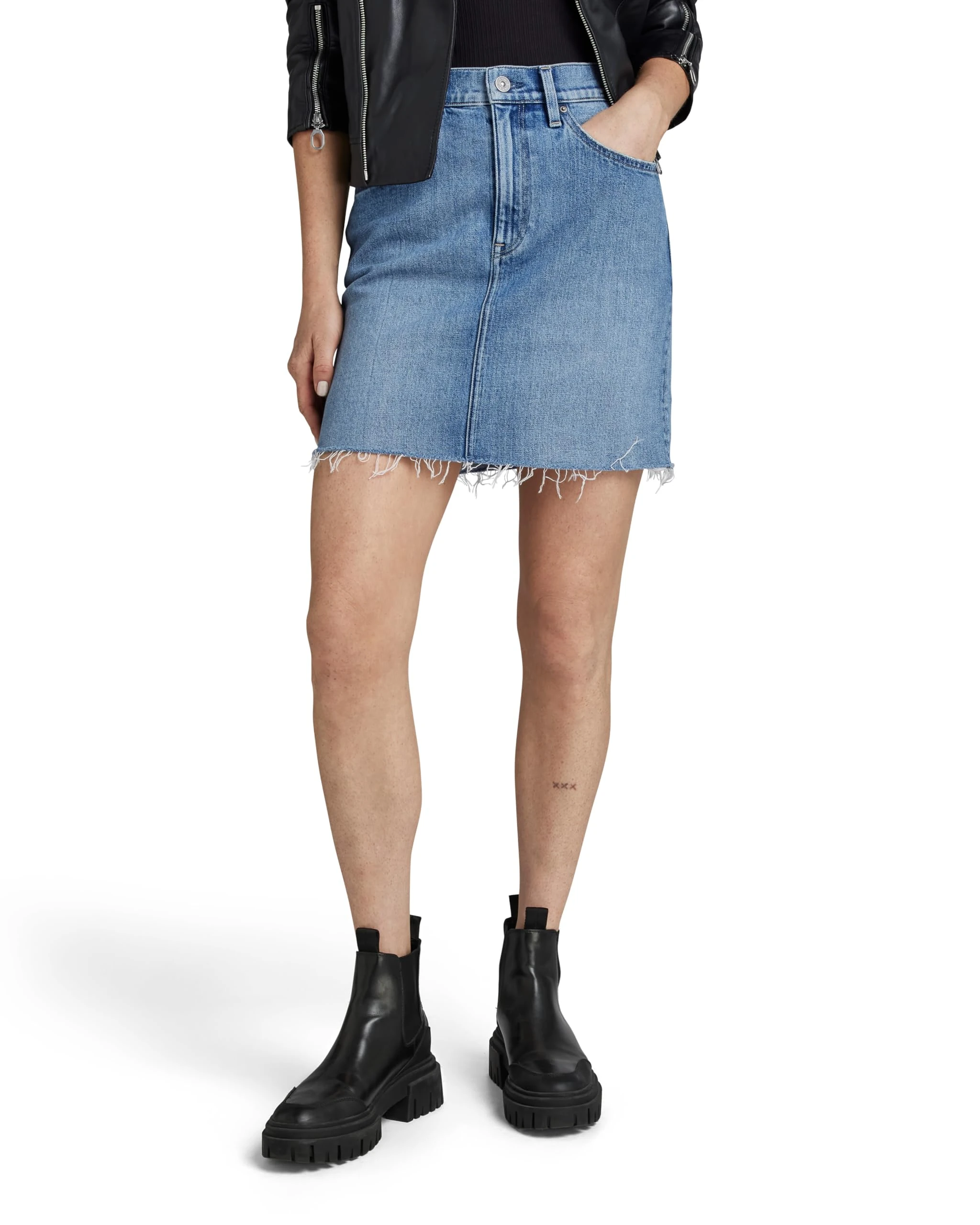 G-Star Women's Viktoria Shorts Skirt Clean Edge , Blue (sun faded zee destroyed D24387-D538-G332), 28