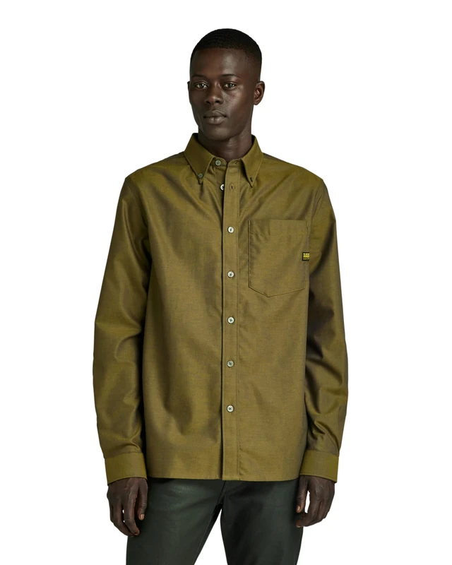 G-Star Men's One Pocket Regular Shirt, Multicolor (tobacco/imperial blue oxford D24292-7665-G295), XXL