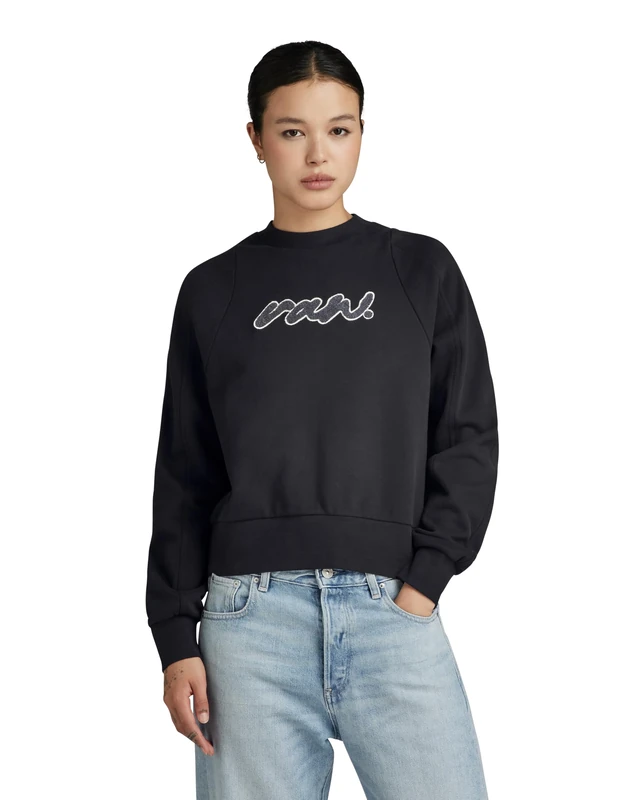 G-Star Women's Cornely RAW Dot Raglan Sweater, Black (dk black D24375-D562-6484), XS