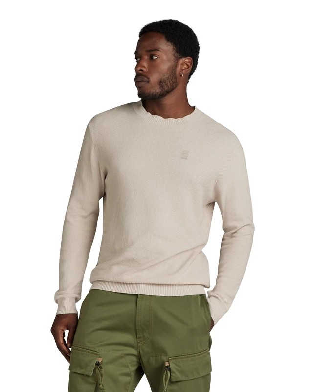 G-Star Men's Moss Knitted Sweater, Beige/khaki (whitebait D24461-D631-1603), XL