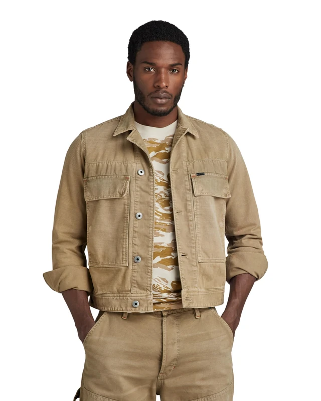 G-Star Men's Utility Flap Pocket Jacket 2.0, Beige/khaki (renaissance faded sand gd D24762-D491-G554), XXL