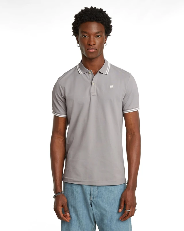 G-Star Men's Dunda Slim Stripe Polo , Grey (grey alloy D17127-5864-G276), S