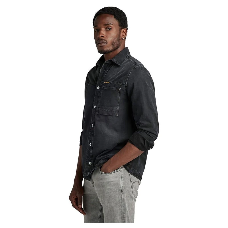 G-Star Men's 1-Pocket Regular Denim Shirt, Black (faded moonless night gd D24764-D295-G371), S