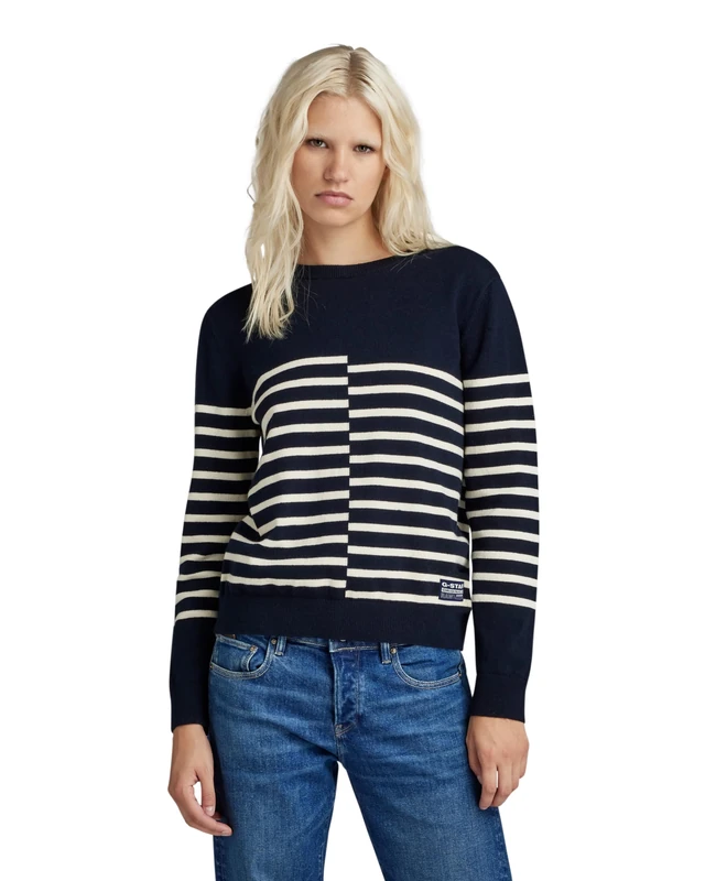 G-Star Women's Broken Stripe Jumper , Blue (salute D24489-D563-C742), XS