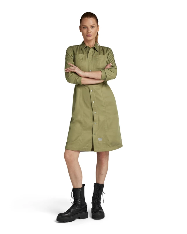 G-Star Women's Fitted Shirt Dress , Green (ensis green D24273-D521-6057), S - Image 1
