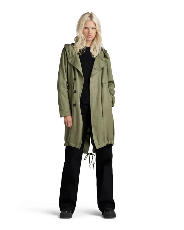 G-Star Women's Fluid Fishtail Hooded Parka , Green (shamrock D24255-D520-2199), XS