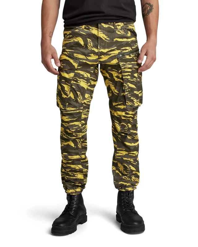 G-Star Men's Rovic Zip 3D Regular Tapered Pants, Multicolor (dk lemon tiger camo D02190-D553-G394), 36W / 36L